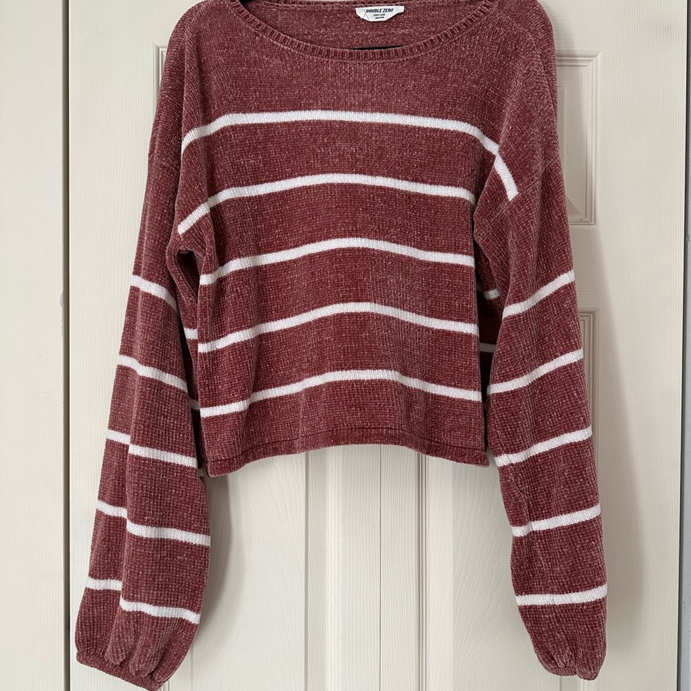 Striped soft velvet sweater